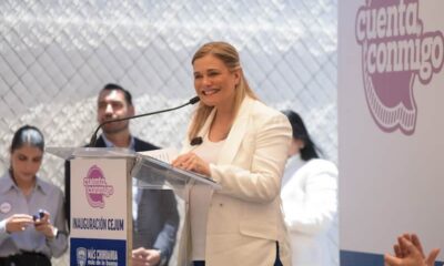 Maru campos, gobernadora de Chihuahua con traje blanco