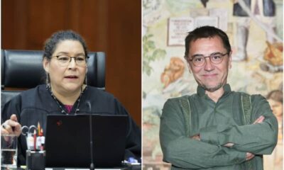 Imagen de la La ministra de la SCJN, Lenia Batres Guadarrama, quien recibió en la sede del máximo tribunal a Juan Carlos Monedero, político de la izquierda española.