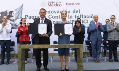 Claudia Sheinbaum firma acuerdo para mantener la canasta básica en 910 pesos