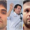 Collage de Ovidio y Joaquín Guzmán López, hijos del "Chapo" Guzmán, quienes habrían "cantado" con Estados Unidos supuestos vínculos con altos funcionarios de Morena, como el titular de la SEP, Mario Delgado.