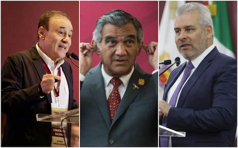 Imagen de los gobernadores: Alfonso Durazo, Américo Villarreal y Alfredo Ramírez, quienes estaría dentro de los futuros mandatarios acusados por EUA de supuestos nexos con el crimen organizado.