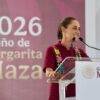 La presidenta Claudia Sheinbaum en un mitin en Teapa, durante la gira por Tabasco que realizó este 23 y 24 de mayo.