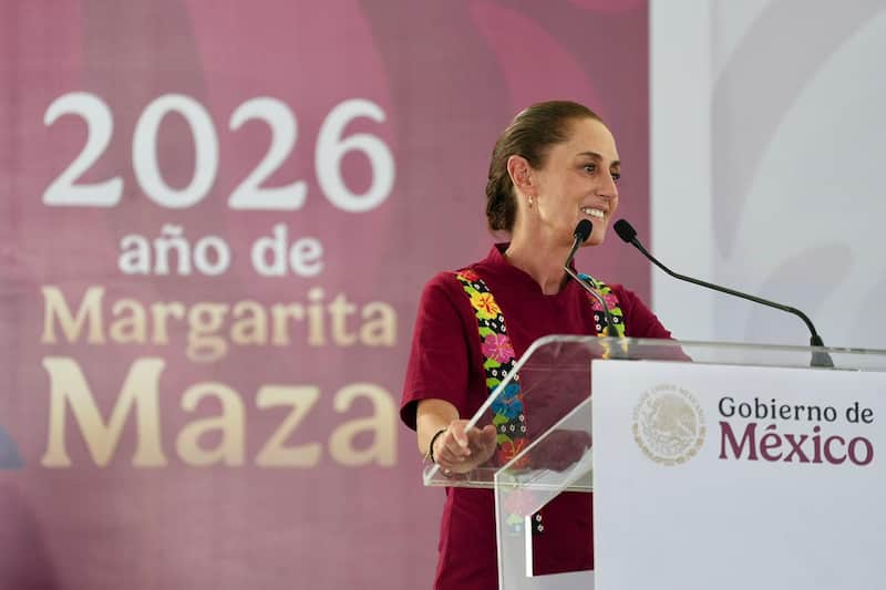 La presidenta Claudia Sheinbaum en un mitin en Teapa, durante la gira por Tabasco que realizó este 23 y 24 de mayo.