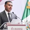 El secretario de seguridad durante un evento de Morena