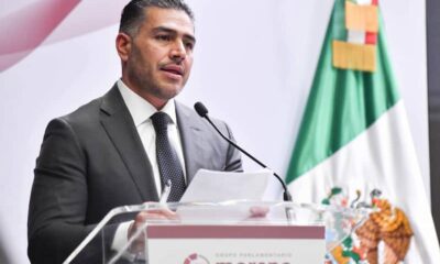 El secretario de seguridad durante un evento de Morena