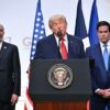 Donald Trump junto con Marco Rubio y Howard Lutnick