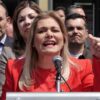 La gobernadora de Chihuahua, Maru Campos luego de comparecer ante la FGR por la presunta intervención de agentes de la DEA