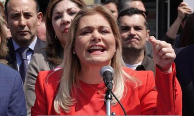 La gobernadora de Chihuahua, Maru Campos luego de comparecer ante la FGR por la presunta intervención de agentes de la DEA