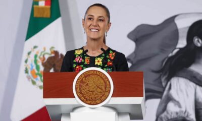 Claudia Sheinbaum, presidenta de México, con vestido negro