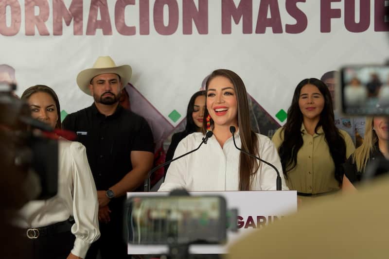 Jasmín Bugarín, senadora del PVEM, en conferencia de prensa