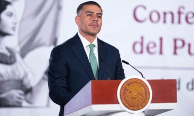 Omar García Harfuch, titular de SSPC en tribuna de la Mañanera